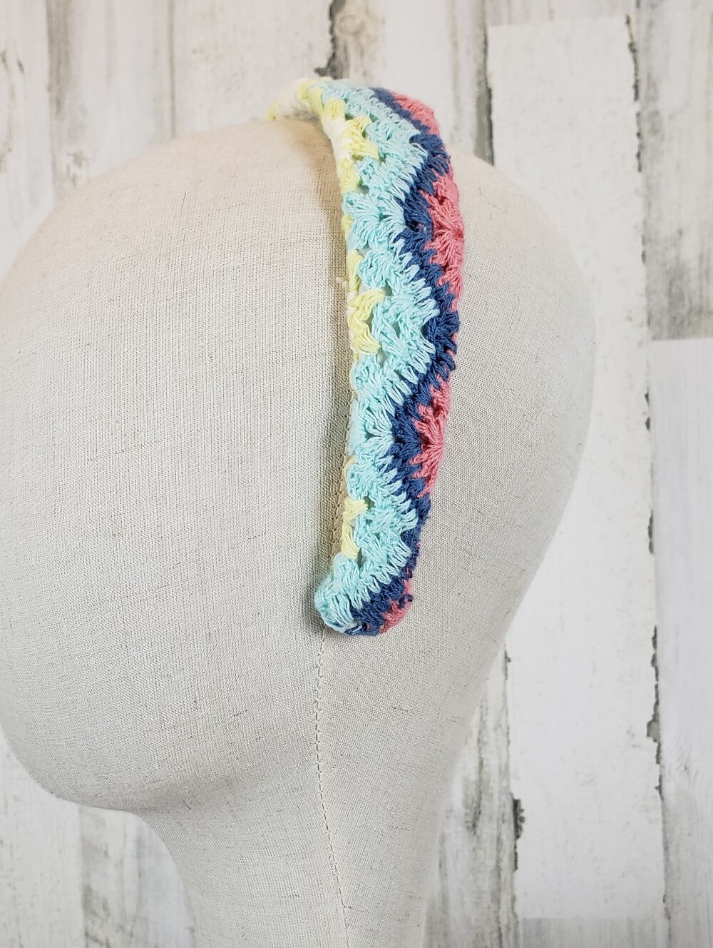 Crochet Headband in Pastel Rainbow